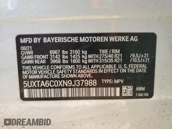 2022 BMW X5 xDrive45e with VIN 5UXTA6C0XN9J37988, listed as a Copart auction lot 47203815 with 27,883 mi miles and Salvage Title. Bid and sale history available at carsss.com. Image 13.