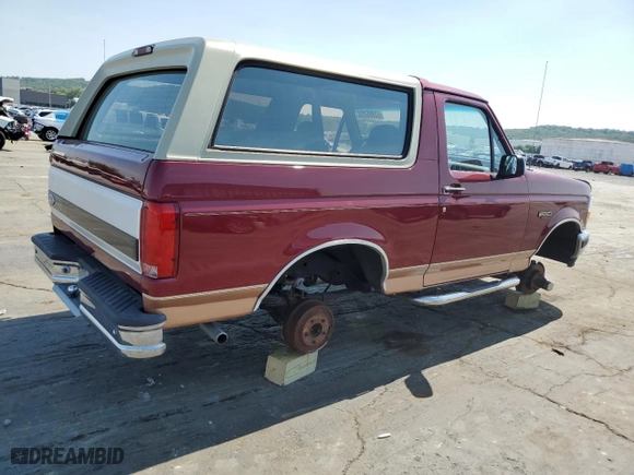 1995 Ford Bronco Custom with VIN 1FMEU15H4SLA00322, listed as a Copart auction lot 62895894 with 0 mi miles and Clean Title. Bid and sale history available at carsss.com. Image 3.