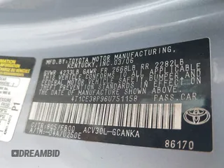 2006 Toyota Solara SE with VIN 4T1CE38P96U751158, listed as a IAAI auction lot 42011770 with 197,671 mi miles. Bid and sale history available at carsss.com. Image 9.