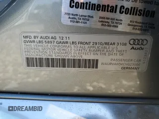 2012 Audi A8 with VIN WAURVAFD4CN023004, listed as a Copart auction lot 50181715 with 121,590 mi miles and Salvage title. Bid and sale history available at DreamBid. Image 15.