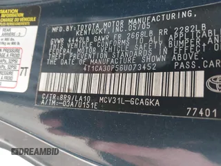 2006 Toyota Solara SE z VIN 4T1CA30P56U073452, wystawiony jako IAAI lot #42356113 z przebiegiem 112 306 mil mil oraz . Historia ofert i sprzedaży dostępna na DreamBid. Obrazek 9.