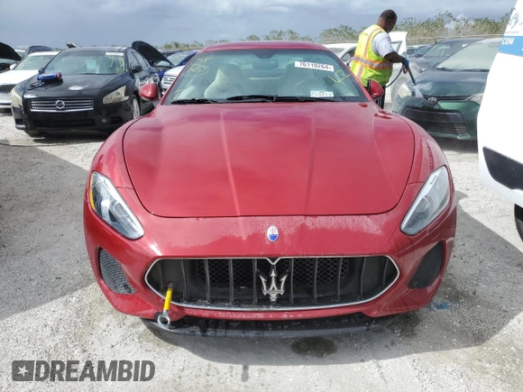 2018 Maserati GranTurismo Sport with VIN ZAM45VLA9J0265744, listed as a Copart auction lot 76110264 with 9,392 mi miles and Non repairable. Bid and sale history available at DreamBid. Image 5.