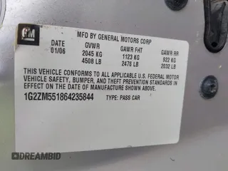 2006 Pontiac G6 GTP z VIN 1G2ZM551864235844, wystawiony jako IAAI lot #42088507 z przebiegiem 170 376 mil mil oraz . Historia ofert i sprzedaży dostępna na DreamBid. Obrazek 9.