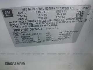 2012 GMC Terrain SLE-1 with VIN 2GKFLREK1C6274274, listed as a IAAI auction lot 40386688 with 82,132 mi miles. Bid and sale history available at carsss.com. Image 9.