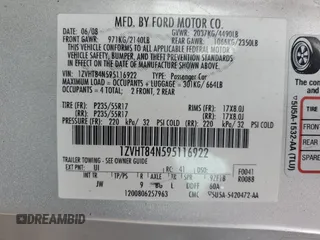 2009 Ford Mustang with VIN 1ZVHT84N595116922, listed as a Copart auction lot 55129515 with 180,469 mi miles and Salvage title. Bid and sale history available at DreamBid. Image 12.