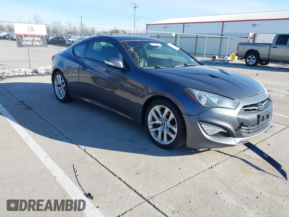 2013 Hyundai Genesis Coupe R-Spec with VIN KMHHU6KJ3DU108753, listed as a IAAI auction lot 41383041 with 114,474 mi miles and . Bid and sale history available at DreamBid. Image 1.