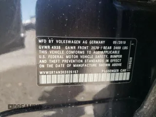 2019 Volkswagen Arteon SEL R-Line z VIN WVWSR7AN3KE025157, wystawiony jako Copart lot #66847823 z przebiegiem 60 973 mil mil oraz . Historia ofert i sprzedaży dostępna na DreamBid. Obrazek 15.