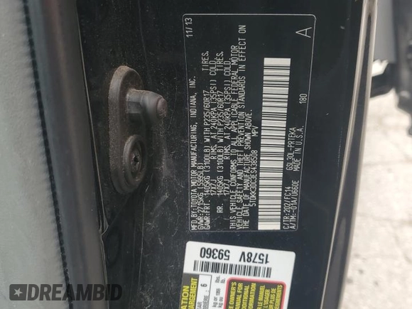 2014 Toyota Sienna LE AAS with VIN 5TDKK3DC3ES438508, listed as a Copart auction lot 58335855 with 176,016 mi miles and Salvage title. Bid and sale history available at DreamBid. Image 13.