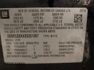 2014 Chevrolet Equinox LT with VIN 2GNFLGEKXE6251067, listed as a IAAI auction lot 41263219 with 85,744 mi miles. Bid and sale history available at carsss.com. Image 9.