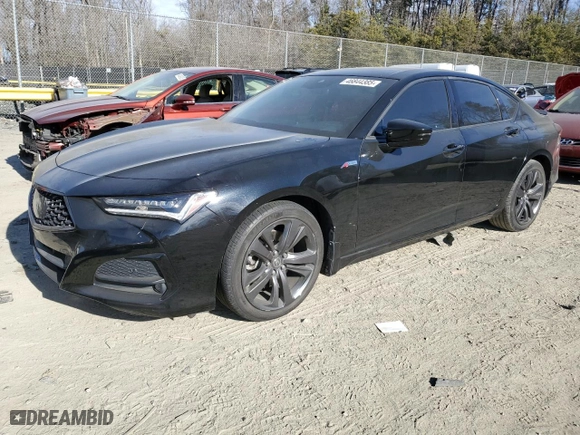 2021 Acura TLX w/A-Spec Package with VIN 19UUB6F51MA003279, listed as a Copart auction lot 46844385 with 39,548 mi miles and Salvage Title. Bid and sale history available at carsss.com. Image 1.