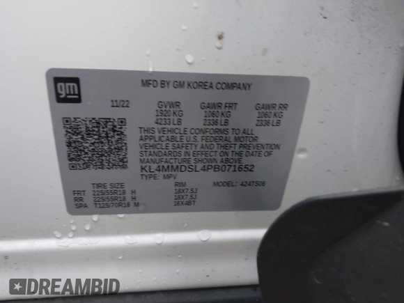 2023 Buick Encore GX Select z VIN KL4MMDSL4PB071652, wystawiony jako IAAI lot #41975451 z przebiegiem 24 759 mil mil oraz . Historia ofert i sprzedaży dostępna na DreamBid. Obrazek 9.