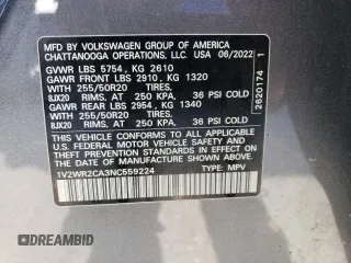 2022 Volkswagen Atlas SE with VIN 1V2WR2CA3NC559224, listed as a Copart auction lot 76897664 with 31,207 mi miles and Salvage title. Bid and sale history available at DreamBid. Image 15.