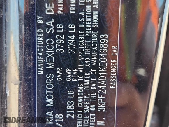 2019 Kia Forte LXS z VIN 3KPF24AD1KE049893, wystawiony jako Copart lot #63523145 z przebiegiem 86 478 mil mil oraz Szkoda całkowita • Salvage title. Historia ofert i sprzedaży dostępna na DreamBid. Obrazek 12.