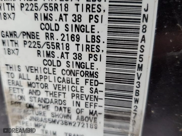 2011 Nissan Rogue SV with VIN JN8AS5MV3BW272189, listed as a Copart auction lot 44452605 with 142,203 mi miles and Salvage Title. Bid and sale history available at carsss.com. Image 13.