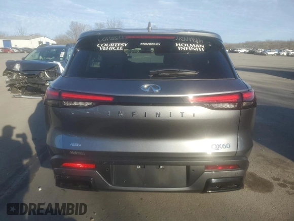 2024 Infiniti QX60 Pure with VIN 5N1DL1ESXRC342409, listed as a Copart auction lot 86615684 with 12,602 mi miles and Salvage title. Bid and sale history available at DreamBid. Image 6.