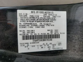 2008 Ford Focus SE with VIN 1FAHP35N38W193540, listed as a Copart auction lot 54869915 with 228,193 mi miles and Salvage Title. Bid and sale history available at DreamBid. Image 13.