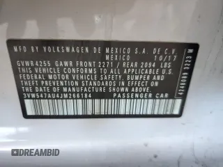 2018 Volkswagen GTI S z VIN 3VW547AU4JM266184, wystawiony jako Copart lot #57341305 z przebiegiem 156 773 mil mil oraz Szkoda całkowita • Salvage title. Historia ofert i sprzedaży dostępna na DreamBid. Obrazek 13.