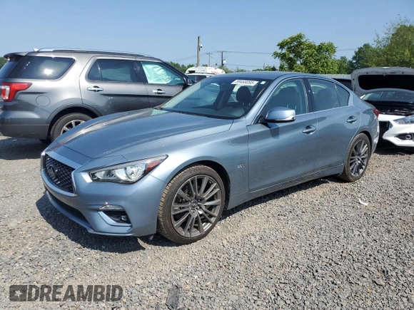 2019 Infiniti Q50 Luxe with VIN JN1EV7APXKM518952, listed as a Copart auction lot 59468095 with 42,344 mi miles and Salvage title. Bid and sale history available at DreamBid. Image 1.