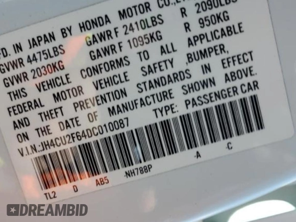 2013 Acura TSX Technology with VIN JH4CU2F64DC010087, listed as a Copart auction lot 46375005 with 70,531 mi miles and Salvage title. Bid and sale history available at DreamBid. Image 12.