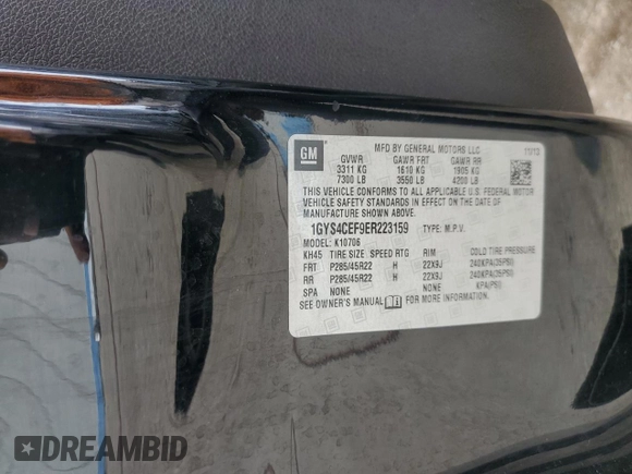 2014 Cadillac Escalade Premium z VIN 1GYS4CEF9ER223159, wystawiony jako Copart lot #77889114 z przebiegiem 159 753 mil mil oraz Czysty tytuł • Clean title. Historia ofert i sprzedaży dostępna na DreamBid. Obrazek 13.