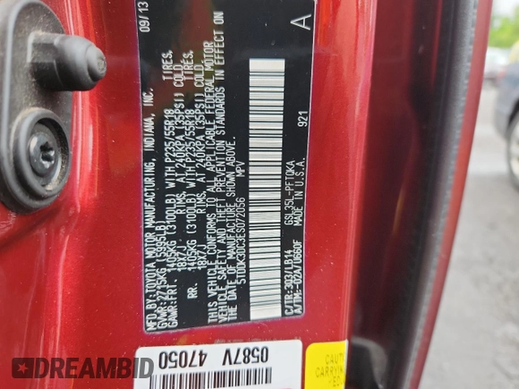 2014 Toyota Sienna Limited with VIN 5TDDK3DC3ES072056, listed as a Copart auction lot 58767595 with 85,845 mi miles and Salvage title. Bid and sale history available at DreamBid. Image 13.