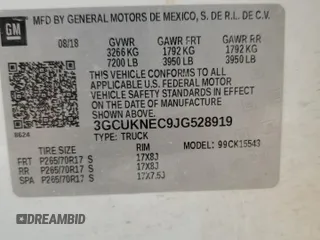 2018 Chevrolet Silverado 1500 Work Truck with VIN 3GCUKNEC9JG528919, listed as a Copart auction lot 54862325 with 144,858 mi miles and Clean Title. Bid and sale history available at DreamBid. Image 12.