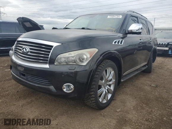 2012 Infiniti QX56 7-passenger with VIN JN8AZ2NE8C9019622, listed as a Copart auction lot 73304764 with 212,344 mi miles and Salvage Title. Bid and sale history available at carsss.com. Image 1.