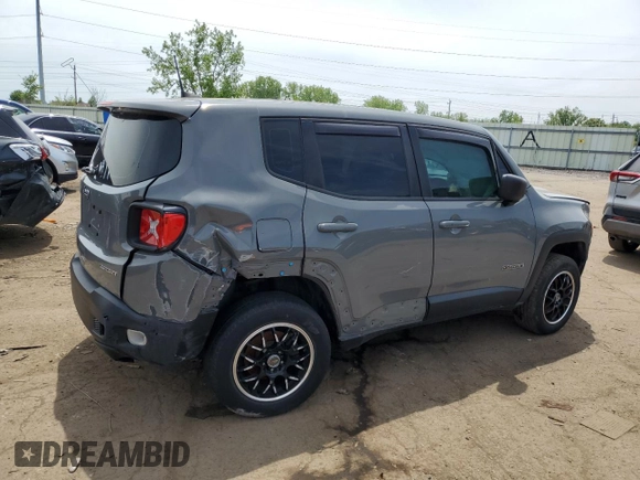2020 Jeep Renegade Sport with VIN ZACNJBAB7LPL02959, listed as a Copart auction lot 59115815 with 74,307 mi miles and Salvage title. Bid and sale history available at DreamBid. Image 3.