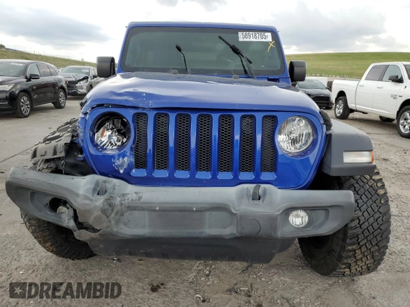 2019 Jeep Wrangler Unlimited Sport S with VIN 1C4HJXDG4KW599193, listed as a Copart auction lot 58918705 with 56,232 mi miles and Salvage title. Bid and sale history available at DreamBid. Image 5.