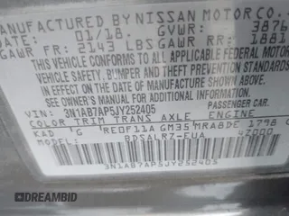 2018 Nissan Sentra S with VIN 3N1AB7AP5JY252405, listed as a IAAI auction lot 41953734 with 26,181 mi miles and . Bid and sale history available at DreamBid. Image 9.