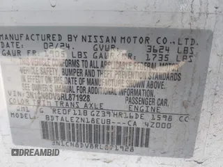 2024 Nissan Versa S with VIN 3N1CN8DV8RL871928, listed as a IAAI auction lot 41562513 with 12,835 mi miles. Bid and sale history available at carsss.com. Image 9.