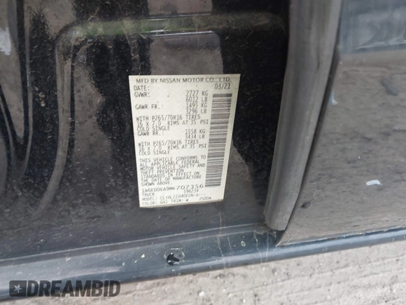 2021 Nissan Frontier SV z VIN 1N6ED0EA9MN707356, wystawiony jako IAAI lot #41918658 z przebiegiem 78 242 mil mil oraz . Historia ofert i sprzedaży dostępna na DreamBid. Obrazek 9.