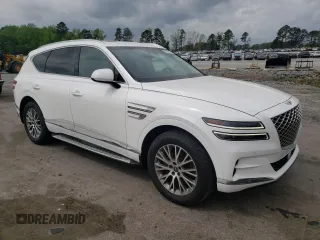 2021 Genesis GV80 with VIN KMUHB4SB9MU036462, listed as a Copart auction lot 48688625 with 57,904 mi miles and Salvage title. Bid and sale history available at DreamBid. Image 4.