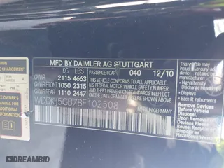 2011 Mercedes-Benz E-Class E 350 with VIN WDDKJ5GB7BF102508, listed as a IAAI auction lot 41685077 with 161,978 mi miles. Bid and sale history available at carsss.com. Image 9.