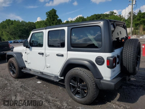 2021 Jeep Wrangler Unlimited Sport S with VIN 1C4HJXDG3MW583165, listed as a Copart auction lot 57218275 with 74,353 mi miles and Salvage title. Bid and sale history available at DreamBid. Image 2.