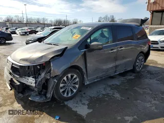 2021 Honda Odyssey EX-L with VIN 5FNRL6H70MB020405, listed as a Copart auction lot 46186085 with 61,300 mi miles and Salvage Title. Bid and sale history available at DreamBid. Image 1.