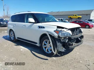 2012 Infiniti QX56 7-passenger z VIN JN8AZ2NEXC9022053, wystawiony jako IAAI lot #41813294 z przebiegiem 167 338 mil mil oraz . Historia ofert i sprzedaży dostępna na DreamBid. Obrazek 1.