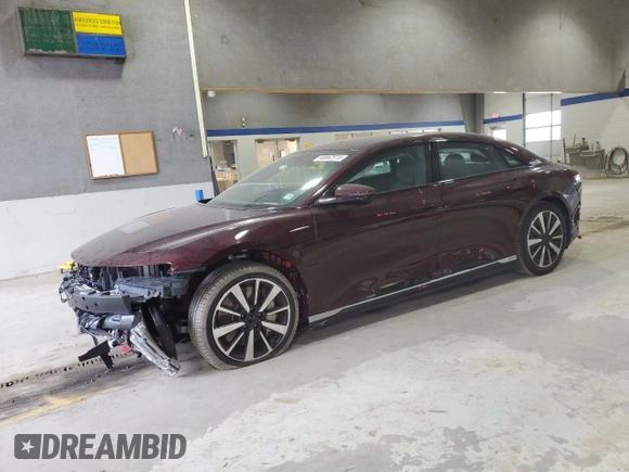 2023 Lucid Air Pure with VIN 50EA1PFA0PA006262, listed as a Copart auction lot 48882515 with 32,942 mi miles and Salvage Title. Bid and sale history available at carsss.com. Image 1.