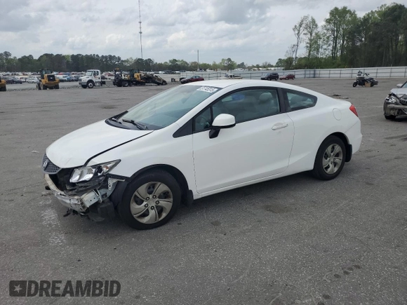 2013 Honda Civic Cpe LX with VIN 2HGFG3B52DH532837, listed as a Copart auction lot 51745315 with 153,203 mi miles and Salvage Title. Bid and sale history available at carsss.com. Image 1.