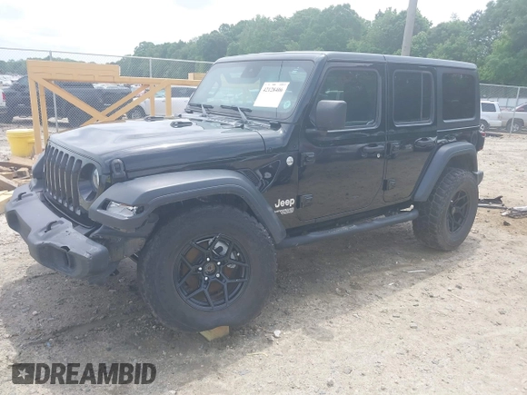 2020 Jeep Wrangler Unlimited Willys with VIN 1C4HJXDN5LW327476, listed as a IAAI auction lot 42128406 with 43,885 mi miles and . Bid and sale history available at DreamBid. Image 17.