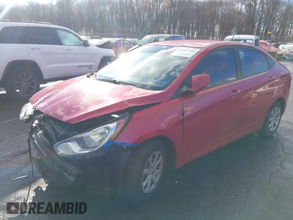 2013 Hyundai Accent GLS with VIN KMHCT4AE0DU498233, listed as a IAAI auction lot 41184704 with 1 mi miles. Bid and sale history available at carsss.com. Image 2.