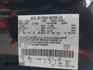 2008 Ford Ranger with VIN 1FTYRI4U98PA56890, listed as a IAAI auction lot 42064246 with 203,651 mi miles and . Bid and sale history available at DreamBid. Image 9.