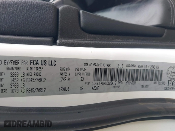 2020 Jeep Grand Cherokee Altitude z VIN 1C4RJFAGXLC125416, wystawiony jako IAAI lot #42216471 z przebiegiem 66 326 mil mil oraz . Historia ofert i sprzedaży dostępna na DreamBid. Obrazek 9.