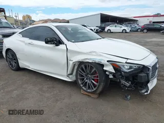 2017 Infiniti Q60 Red Sport 400 with VIN JN1FV7EKXHM611062, listed as a IAAI auction lot 40374401 with 69,460 mi miles and . Bid and sale history available at carsss.com. Image 1.