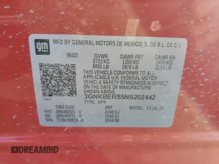 2022 Chevrolet Blazer RS z VIN 3GNKBERS5NS202442, wystawiony jako Copart lot #83545294 z przebiegiem Nie podano mil oraz Czysty tytuł • Clean title. Historia ofert i sprzedaży dostępna na DreamBid. Obrazek 13.