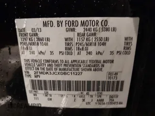 2013 Ford Edge SEL with VIN 2FMDK3JCXDBC11227, listed as a IAAI auction lot 41533191 with 309,949 mi miles. Bid and sale history available at carsss.com. Image 9.
