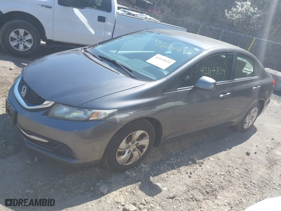 2013 Honda Civic Sdn LX with VIN 2HGFB2F59DH524429, listed as a IAAI auction lot 42114834 with 280,101 mi miles. Bid and sale history available at carsss.com. Image 6.