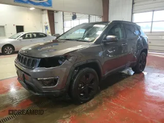 2020 Jeep Compass Latitude with VIN 3C4NJDBB4LT204204, listed as a Copart auction lot 50823535 with 57,033 mi miles and Salvage Title. Bid and sale history available at carsss.com. Image 1.