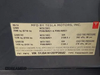 2014 Tesla Model S 60 with VIN 5YJSA1H12EFP39582, listed as a IAAI auction lot 42545143 with 117,383 mi miles and . Bid and sale history available at DreamBid. Image 9.