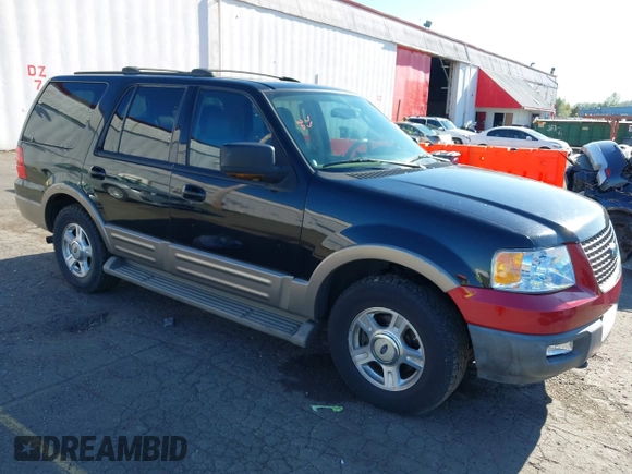 2003 Ford Expedition Eddie Bauer z VIN 1FMFU18L43LC23174, wystawiony jako IAAI lot #42021679 z przebiegiem 240 025 mil mil oraz . Historia ofert i sprzedaży dostępna na DreamBid. Obrazek 1.